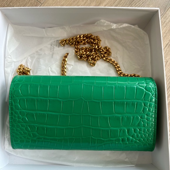 Balmain B-Buzz Croc-Embossed Leather Chain Wallet - Picture 7 of 11